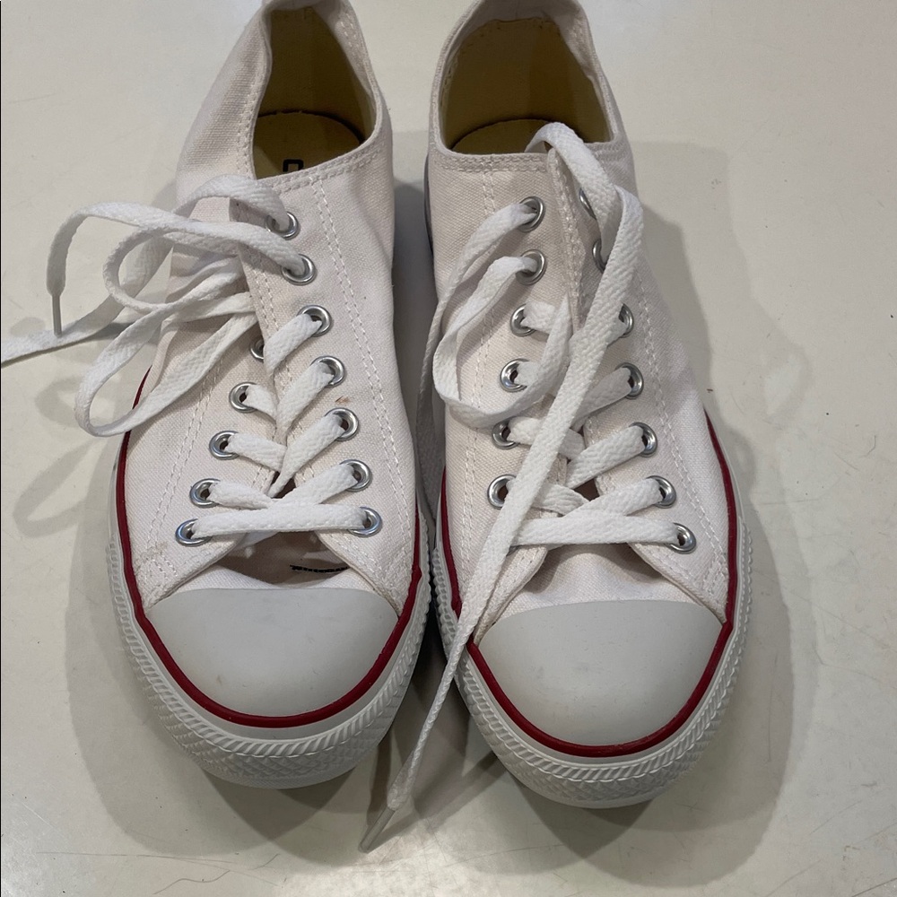 Converse Women's White Sneakers with Red Trim